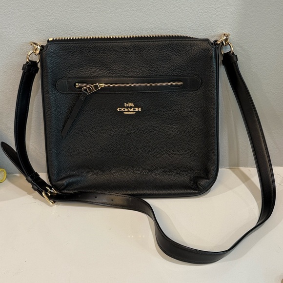 Coach Handbags - Coach// Black Crossbody Bag with Gold Accents